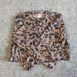 Old Navy Active Dynamic Fleece M Medium Cropped Leopard Print Pullover